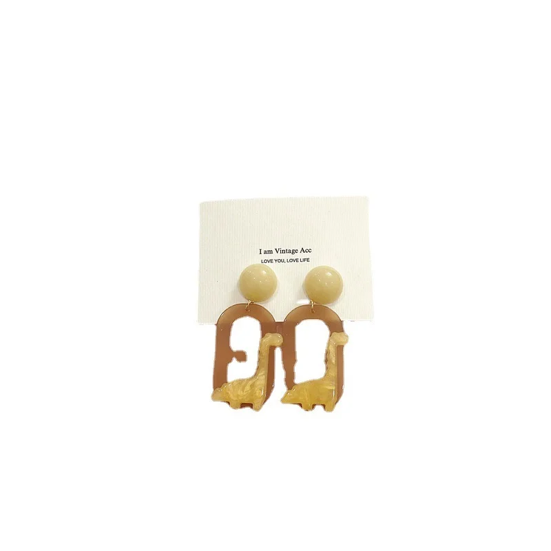 

Minar Chic Cartoon Dinosaur Drop Earrings for Women Acetate Arcylic Animal Geometric Hanging Dangle Earrings Charming Jewelry