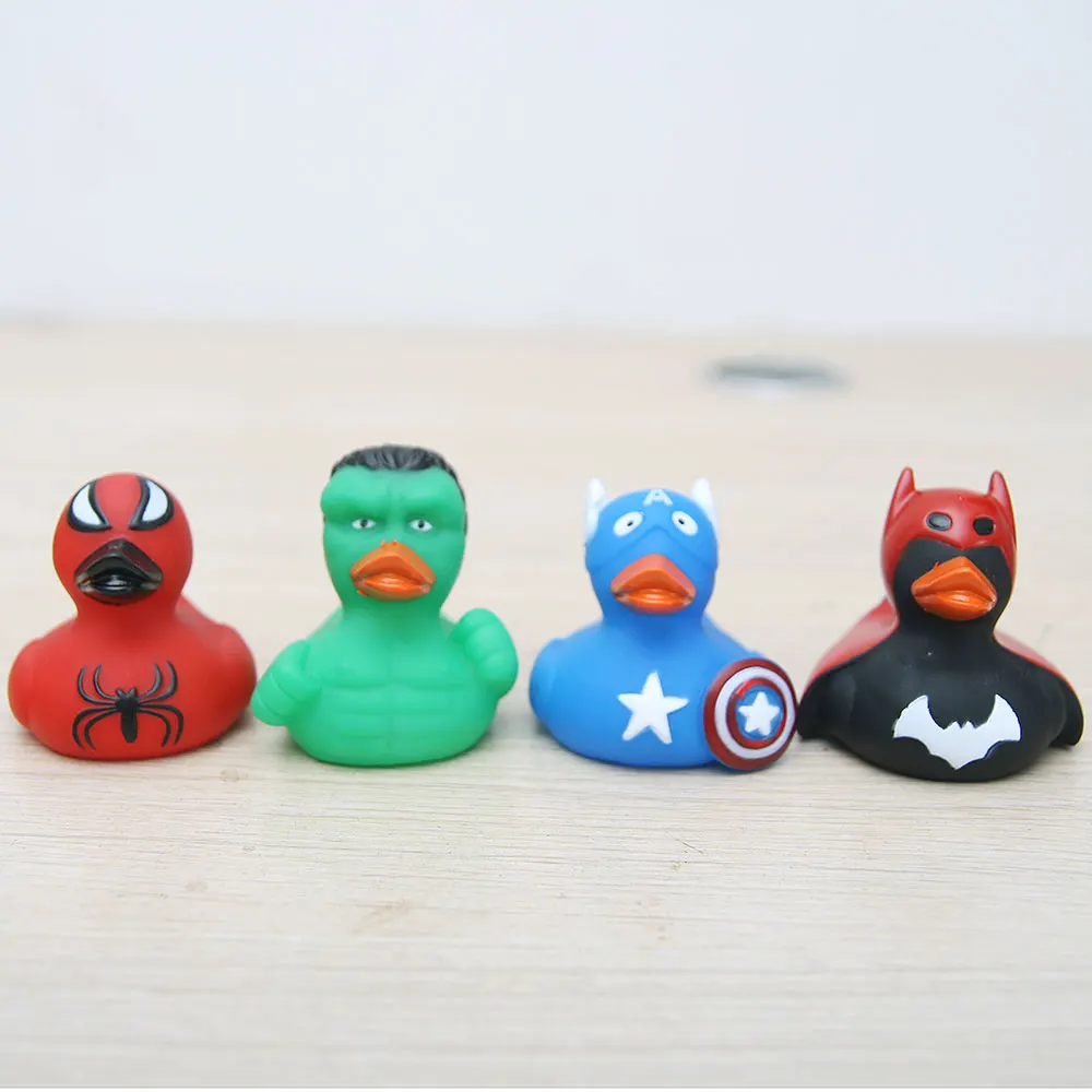 6 шт., серия Hero, детские игрушки для купания, бассейн, плавающая резиновая утка, детские водные игрушки для плавания, сжимающий звук, забавный подарок для детей - Цвет: 4PCS