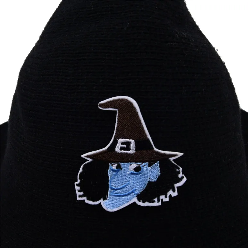 Шапка с вышивкой ведьмы для Хэллоуина Женская шерстяная вязаная шапка модная