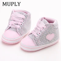 infant newborn baby girls polka dots heart autumn lace up first walkers sneakers shoes toddler classic casual shoes