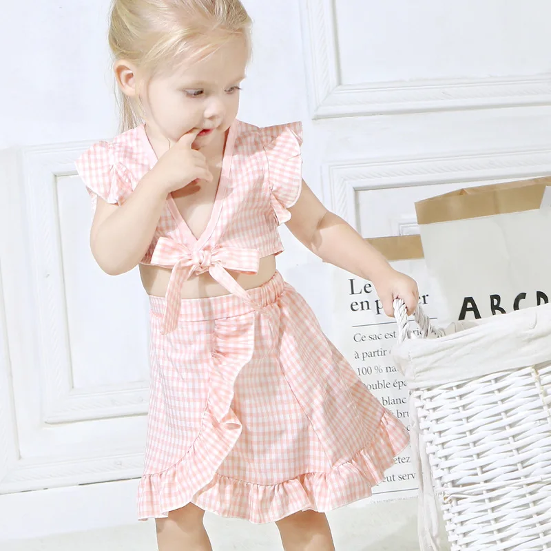

1-4 Years Old Girls Knee Dress Casual Shirt+skirt Summer Beach Outdoor Sleeveless Dresses Kid Newborn Toddler Girls 2 PCS set