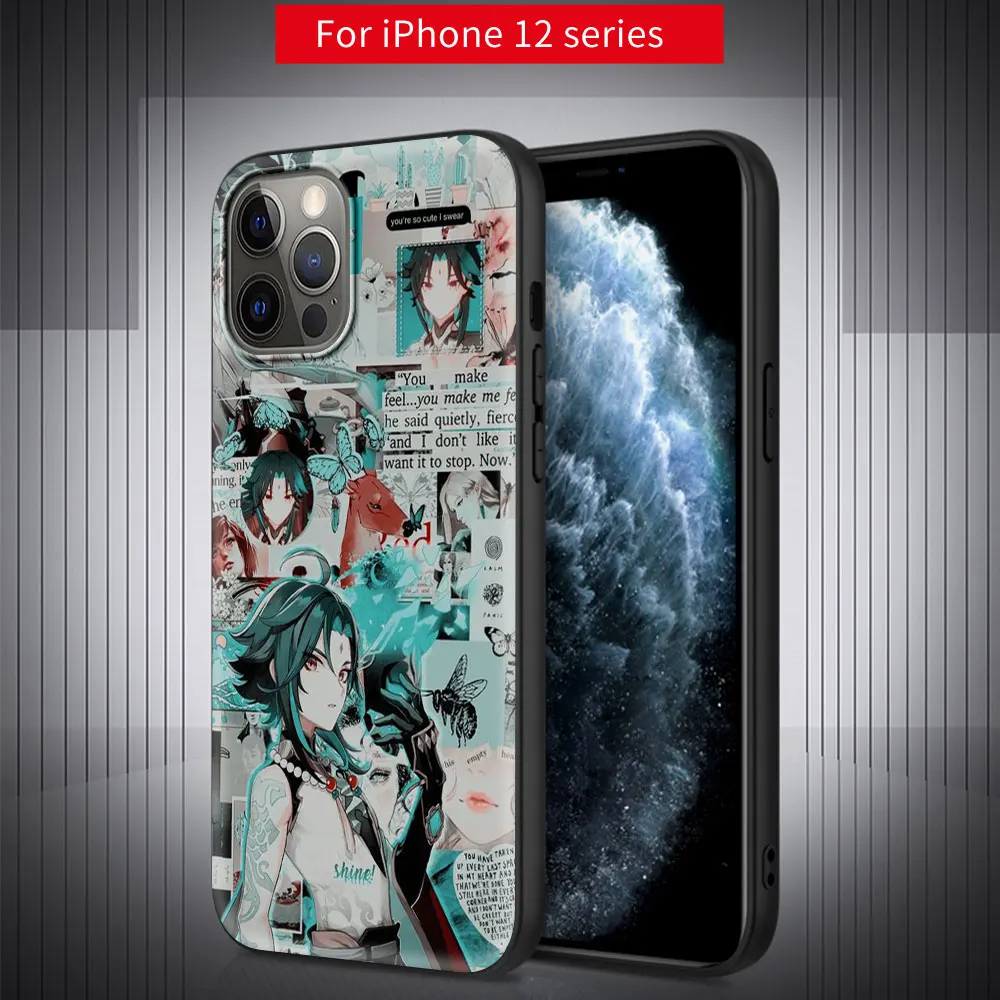 Genshin Impact Anime Silicone Case Coque For iPhone 12 11 Pro Max 13 Mini X XS Max XR 7 8 SE 6 6S 5S Plus Soft Phone Shell Cover