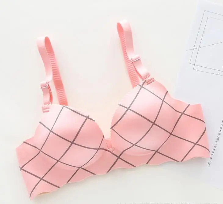 pink striped Новинка, женский бюстгальтер пуш-ап для молодых девушек, бесшовный бюстгальтер без косточек, французский Романтичный бюстгальтер с рисунком, бюстгальтер с анимой, милый бюстгальтер, нижнее белье - Цвет: pink striped