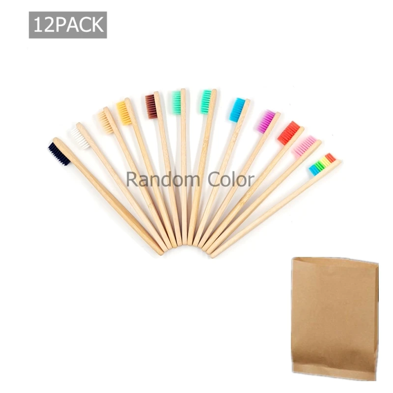 12 упаковок бамбуковая зубная щетка биоразлагаемая мягкая щетиная деревянная