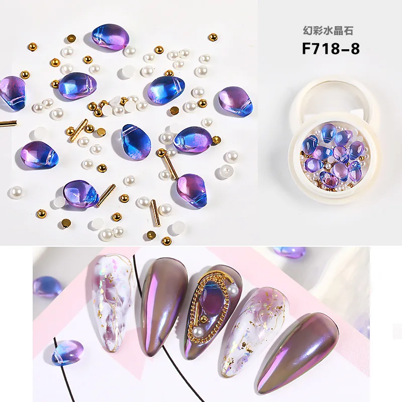 

DIY Nail Art Sequins Decoration Nail Salon Jewelry Spar Pearl Steel Ball Rivet Ins Wind Mixed Shell Stone Nail Art Accessories