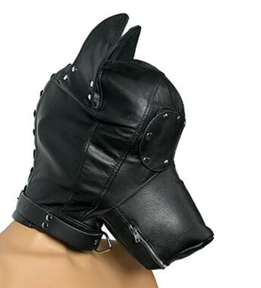 SM Leather Padded Hood Blindfold,Head Harness Mask Gag, BDSM Bondage ,Sex Toys For Couples Accessories