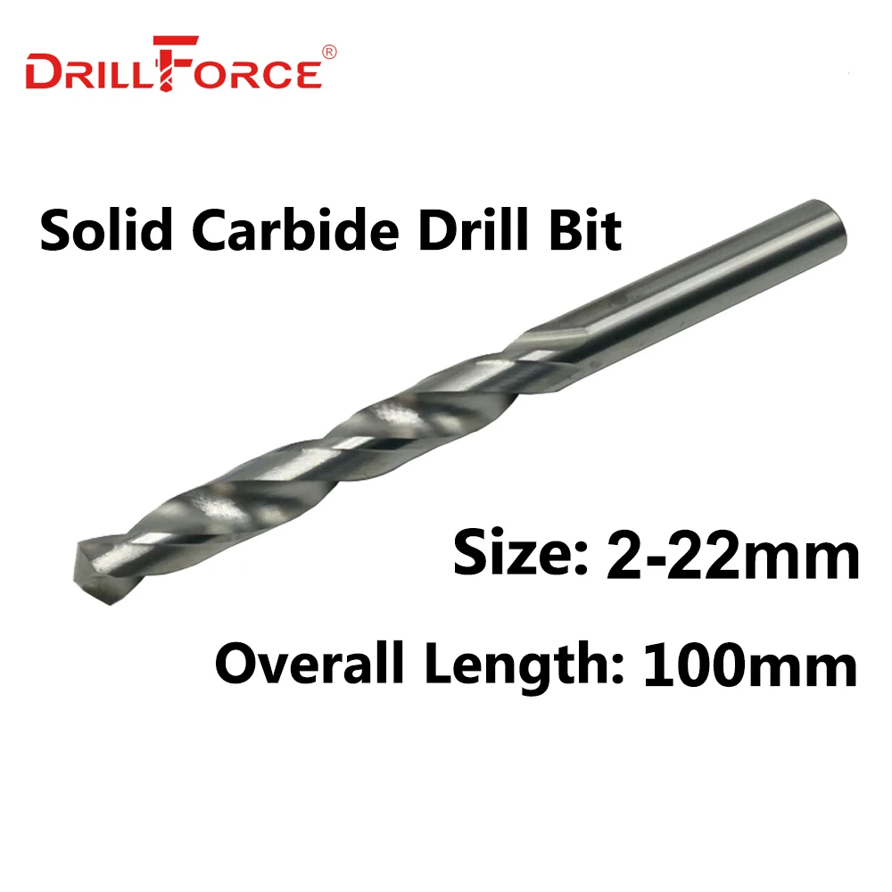 Набор сверл Drillforce твердосплавные спиральные сверла для металла 2 мм-22 мм x 100 с