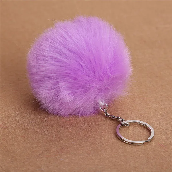 Purple 8 см пушистые шарики из меха кролика рекс, брелок из искусственного меха кролика, брелок с меховым помпоном, брелок для автомобиля, сумка, подвеска, 30 цветов - Цвет: Purple