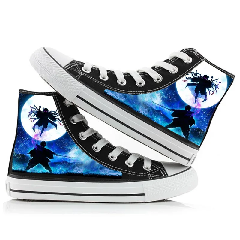 

2021 New Demon Slayer Print Canvas Shoes Velvet Japanese Anime Student Men and Women Unisex Casual Shoe Lovers Couples Shoes