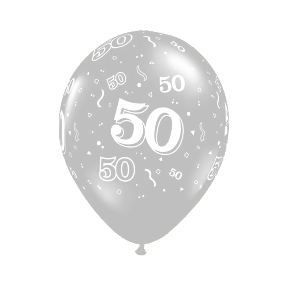 silver 50 10 шт. 12 дюймов золотой серебряный черный 21 30 40th 50th латексные воздушные шары для взрослых День рождения Свадебные украшения юбилейные поставки - Color: silver 50