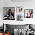 Абстрактные красочные картины на холсте бык, животные, настенные художественные принты, постер, декоративные картины на стену для гостиной, домашний декор