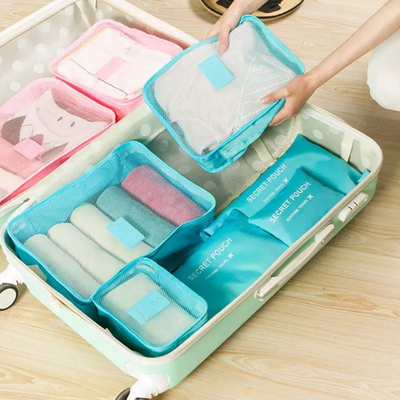

6 Pcs Storage Bag Set Waterproof Clothes Underwear Organizer Pouch Portable Suitcase Closet Divider Container Organiser Travel