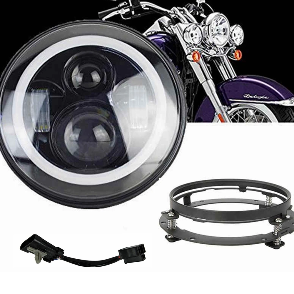 " хром светодиодный проектор фара 4,5" Туман прохождения света для Harley Davidson Road King Softail Electra Glide Night поезд Bad Boy - Цвет: 7 inch and bracket B