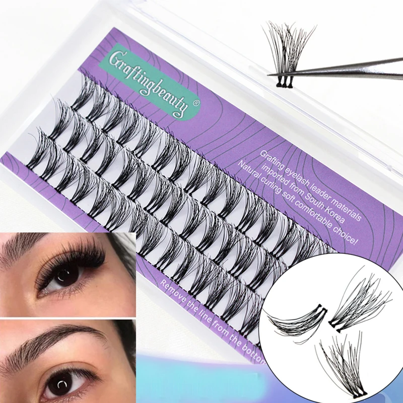 

New 24 Clusters Natural Lashes Kit Handmade C Curl Lashes Mink Eyelash Extension DIY Individual Lash Volume Eye Makeup Tools
