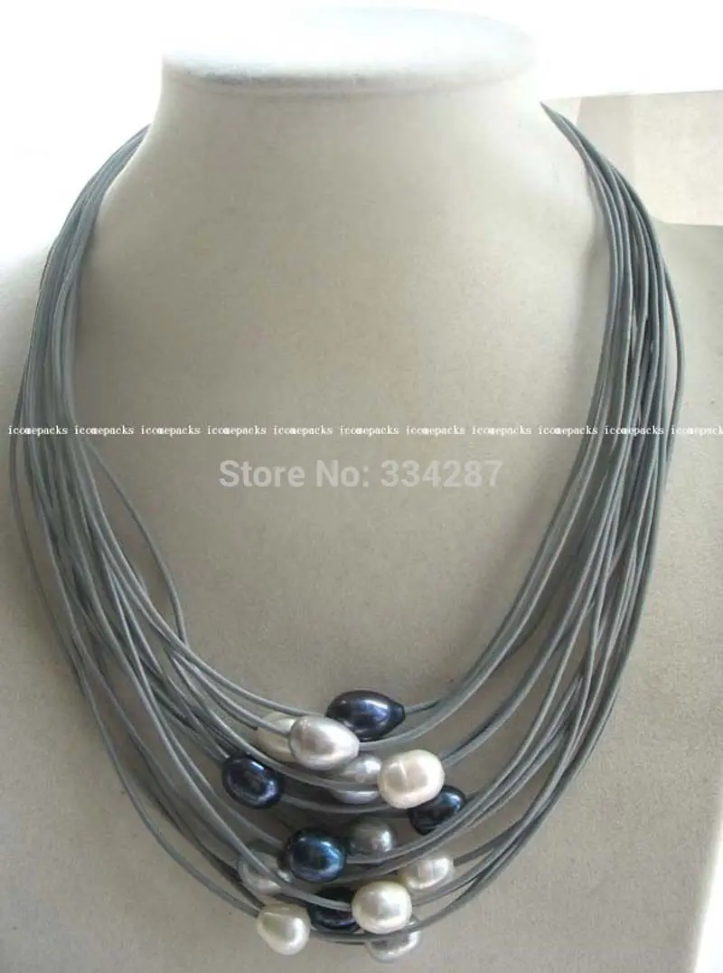 

15rows freshwater pearl unique color necklace