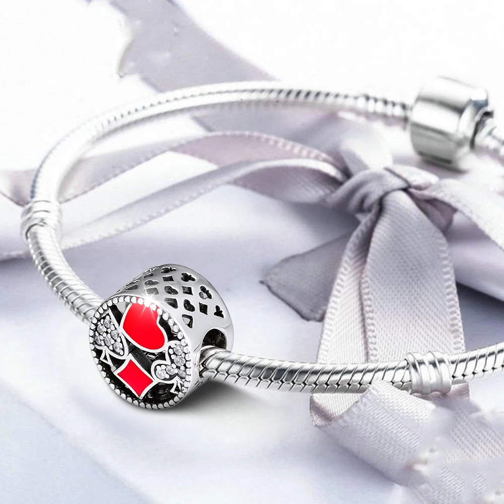 CKK серебро покер узоры амулеты бусины из стерлингового серебра 925 Подходит Pandora