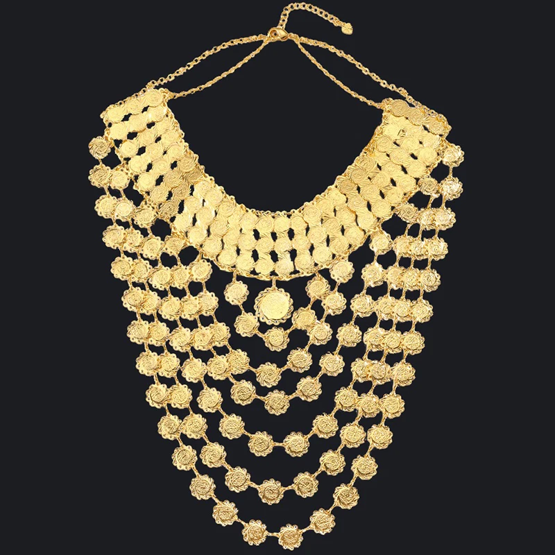 

Роскошное арабское бронзовое ожерелье, аксессуары для свадебного платья, ювелирная монета, подвеска с бахромой, аксессуары в этническом ст...