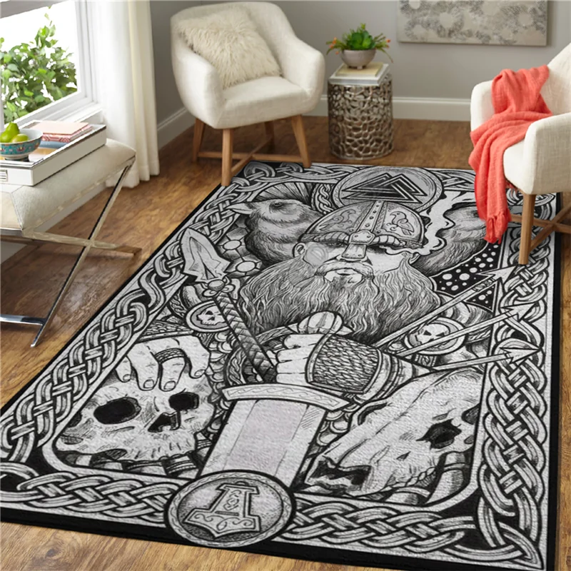 viking tattoo 3d printed carpet mat for living room doormat flannel print bedroom non slip floor rug 04 free global shipping