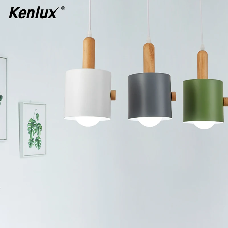 Дизайнерские скандинавские деревянные подвесные светильники E27 цветная