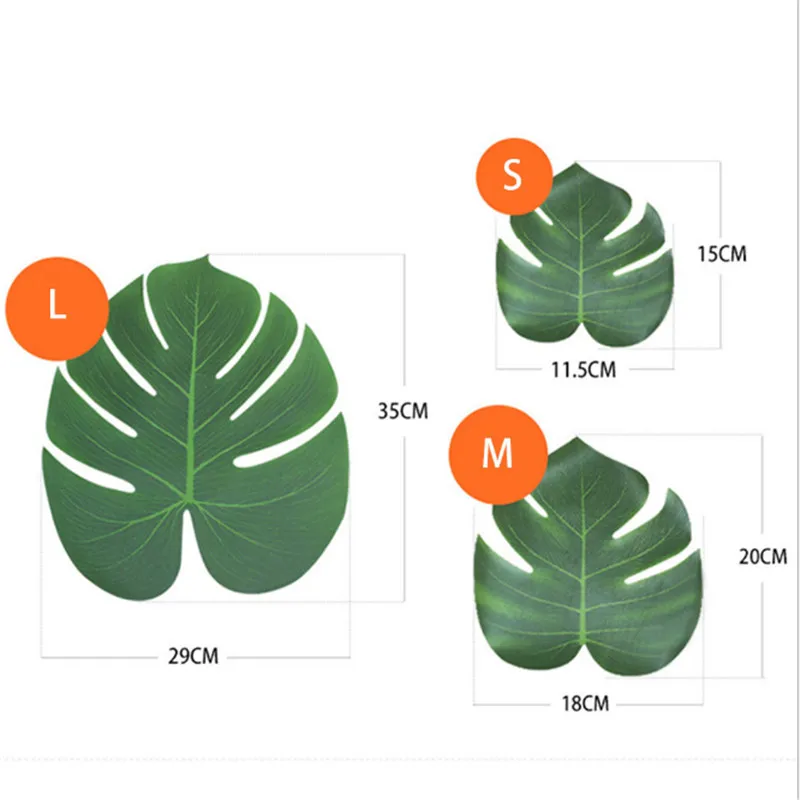 

Wedding Decoration 12pcs/set Vintage Table Cloth Supplies Fabric Green Artificial Palm Leaves DIY Hawaiian Party Decorations-S