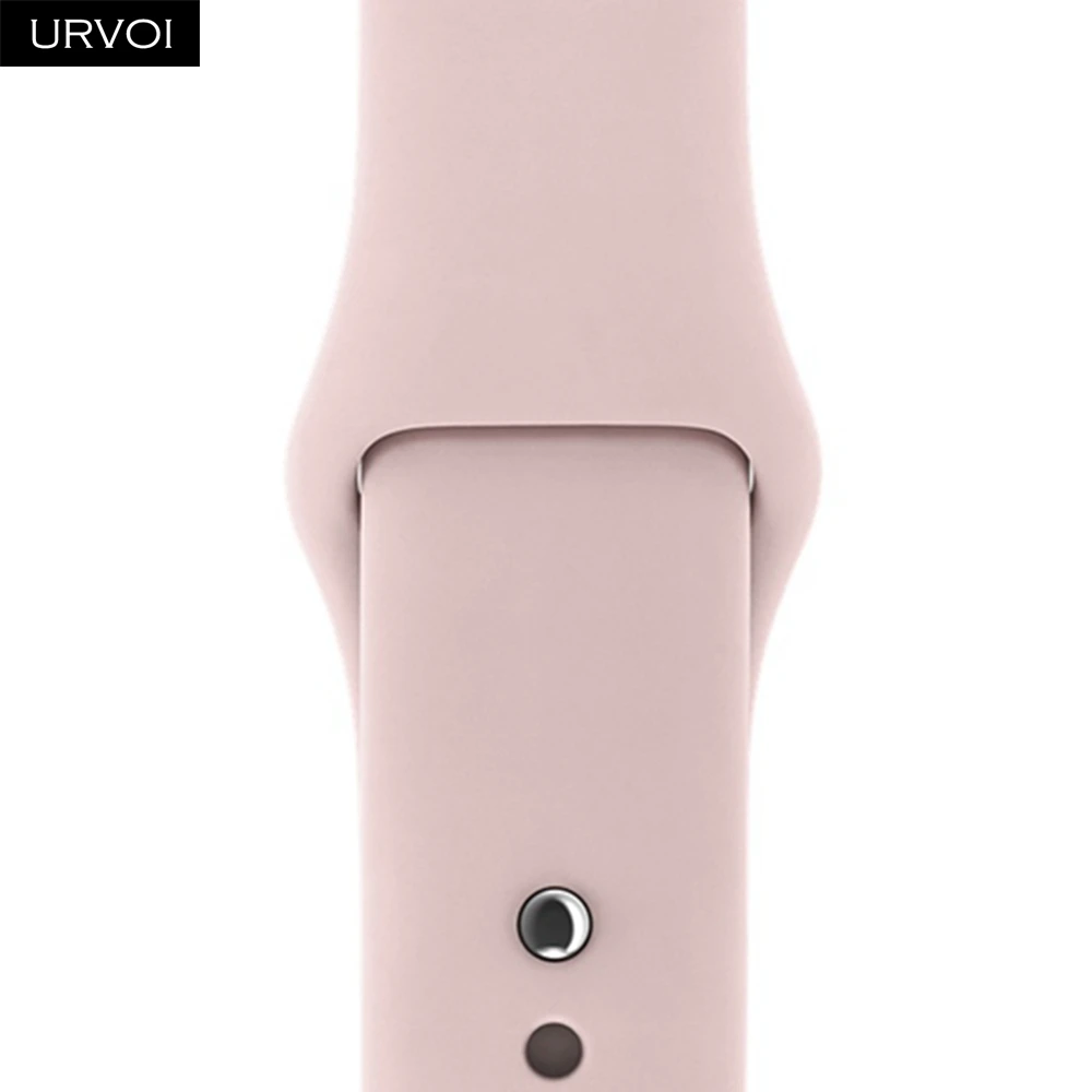 Pink Sand Спортивный ремешок URVOI для apple watch 5, 4, 3, 2, 1, силиконовый ремешок для iWatch 40 мм, 44 мм, застежка на булавке и застежке, новинка, сосновый зеленый - Цвет ремешка: Pink Sand