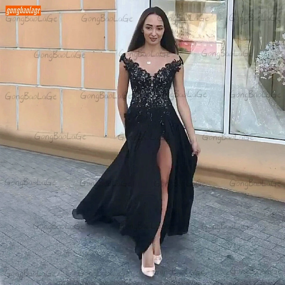 Модные черные вечерние платья 2020 шифоновое кружевное платье-трапеция с