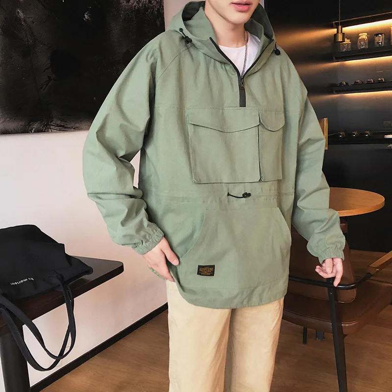 

2020 Couple Tooling Hooded Jacket Multi-Pocket Tops Men and Women Pullover Sports Jackets Sweater Baseball Uniform Windbreaker