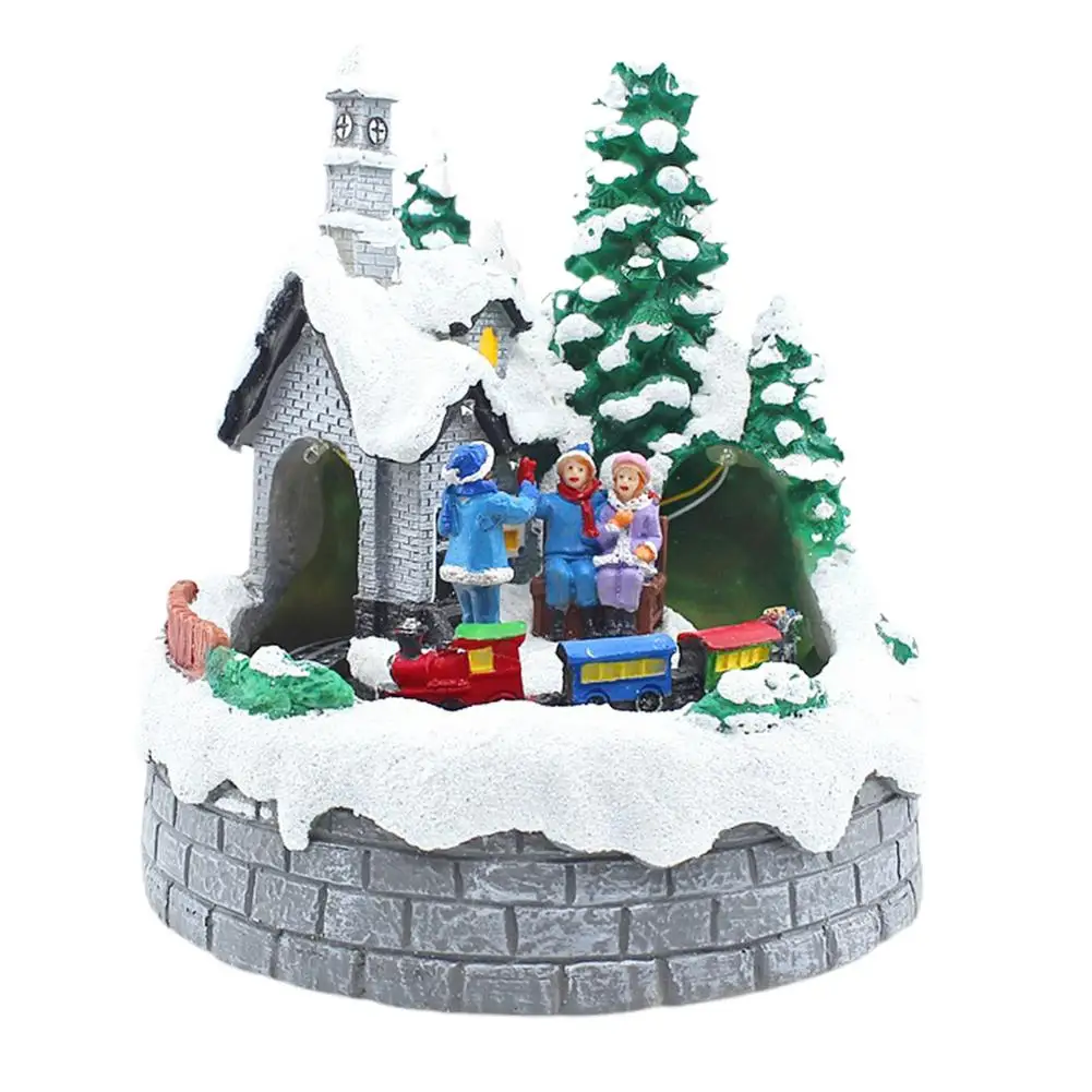 

Christmas Village House Christmas Colorful Music Luminous House Snow Small Village Resin Home Decoration Houses Town For Chris