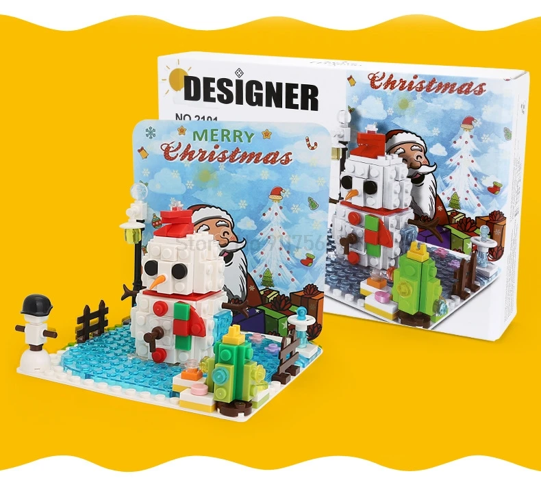 

2021 New City Cake Snowman Bride Fortune Series Model Assembled Building Blocks Diy Kits Kids Educational Toys Birthday Present