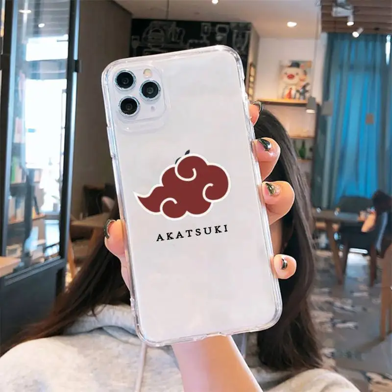 

Naruto Red cloud logo Phone Case Transparent soft For iphone 5 5s 5c se 6 6s 7 8 11 12 plus mini x xs xr pro max