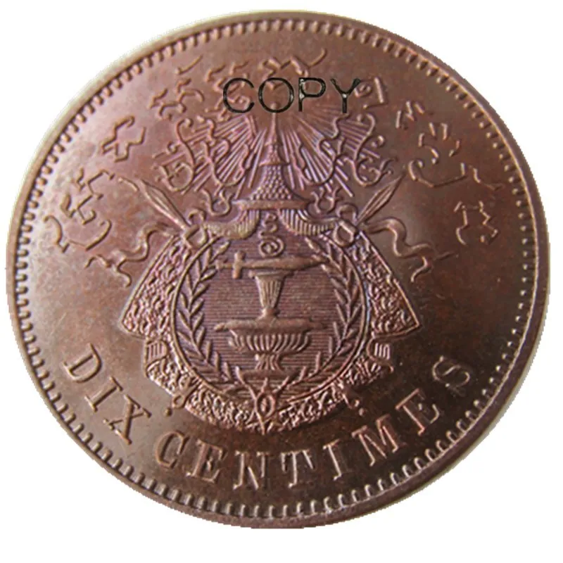 Камбоджа Norodom I образец Essai 10 Centimes 1860 E медная копия монеты