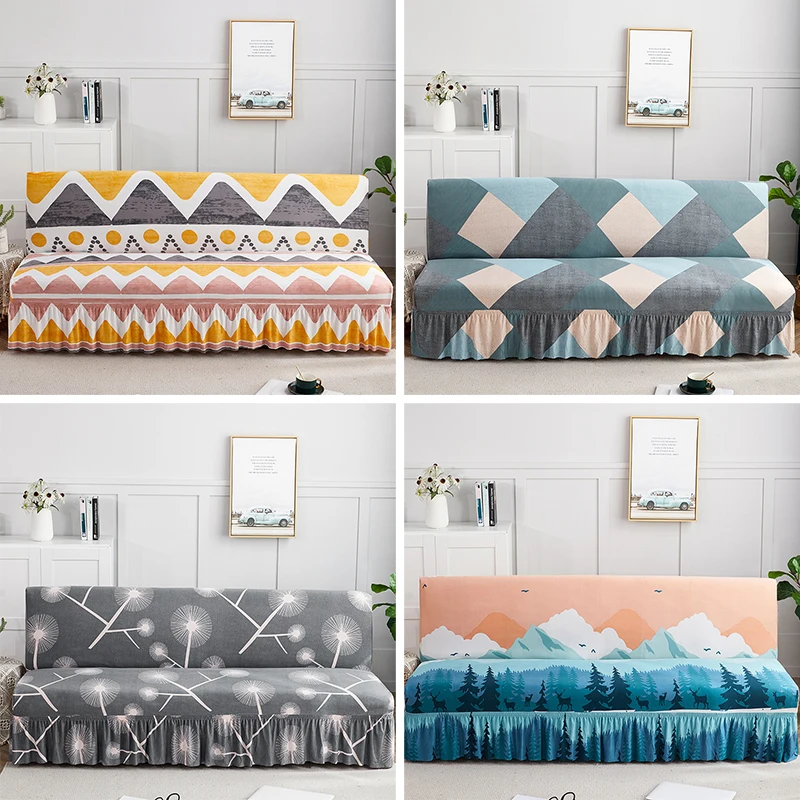 Обложка для дивана без подлокотника эластичное покрывало из спандекса с принтом