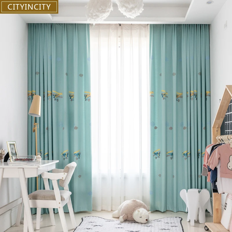 Детская занавеска cityity для спальни вышитые облачные шторы из искусственного льна