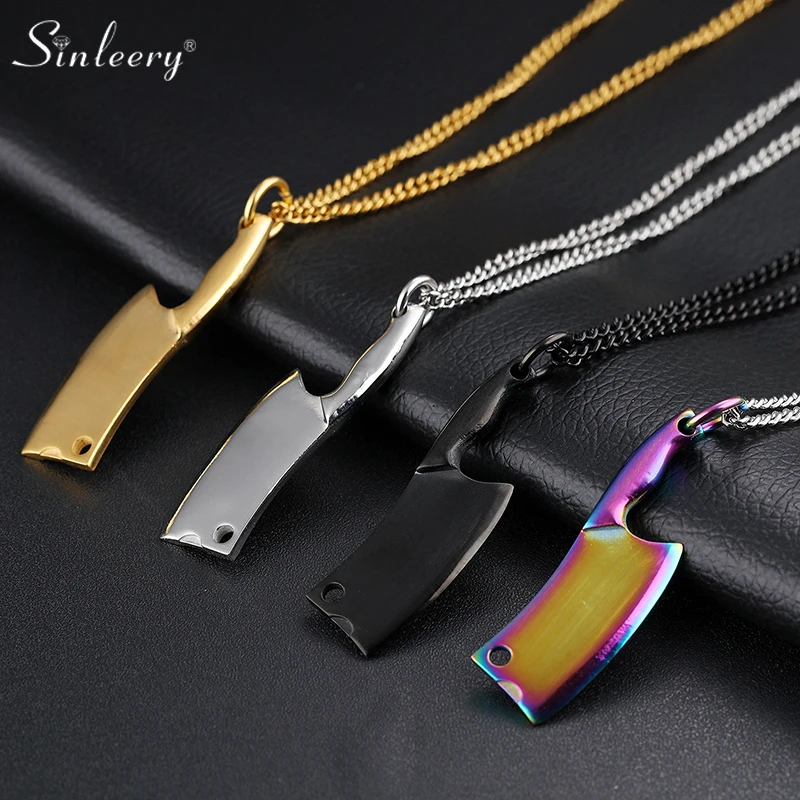 SINLEERY готическое ожерелье из нержавеющей стали с кулоном в виде кухонного ножа