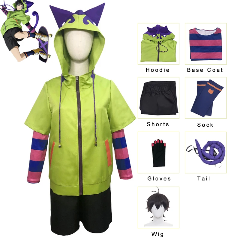

Manga SK8 The Infinity Cosplay Miya Cosplay Costume Cat Ear Hoodie Pants Black Short Wig Man Woman Sweatshirt Anime Clothes Suit