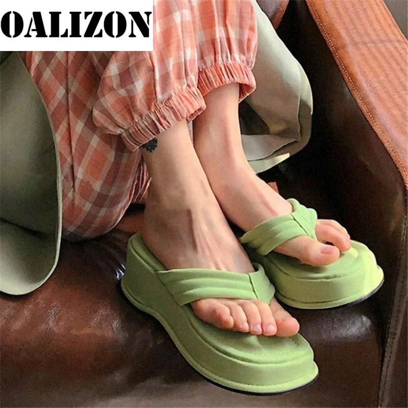

Fashion New Sexy Women Flip Flops Summer Slippers Sandals Shoes Women Design Wedge Mid Heels Flat Platform Slippers Shoes Femme