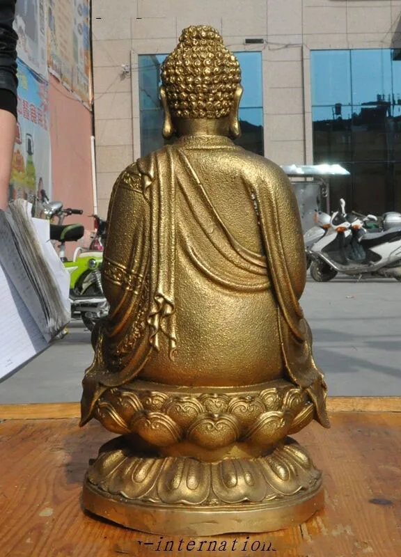 

wedding decoration 12" Tibet Buddhism Brass Sakyamuni Tower Shakyamuni Tathagata Buddha Sculptures