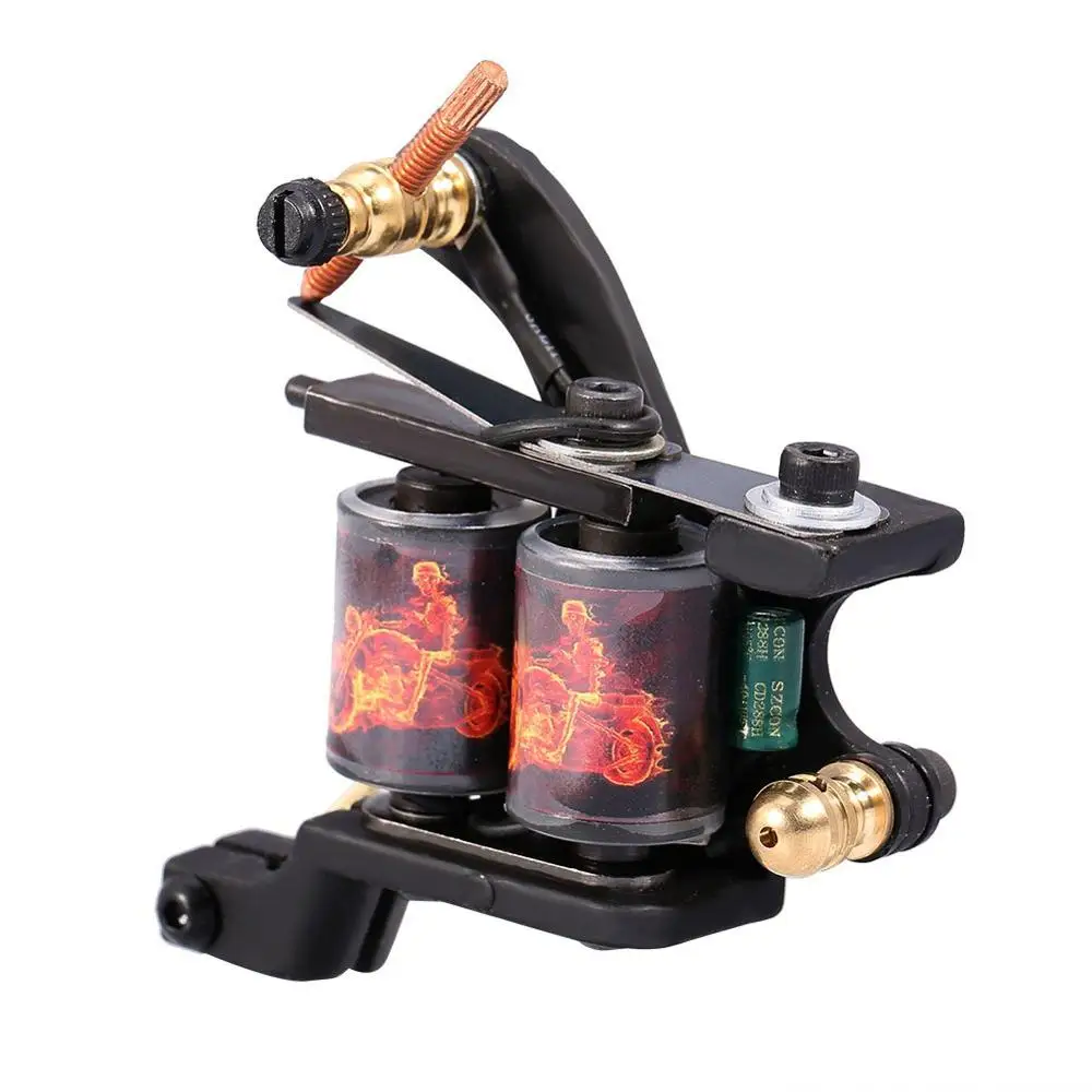 Чугунная машинка для татуировок с 10 катушками машинки рисунком дракона и огня