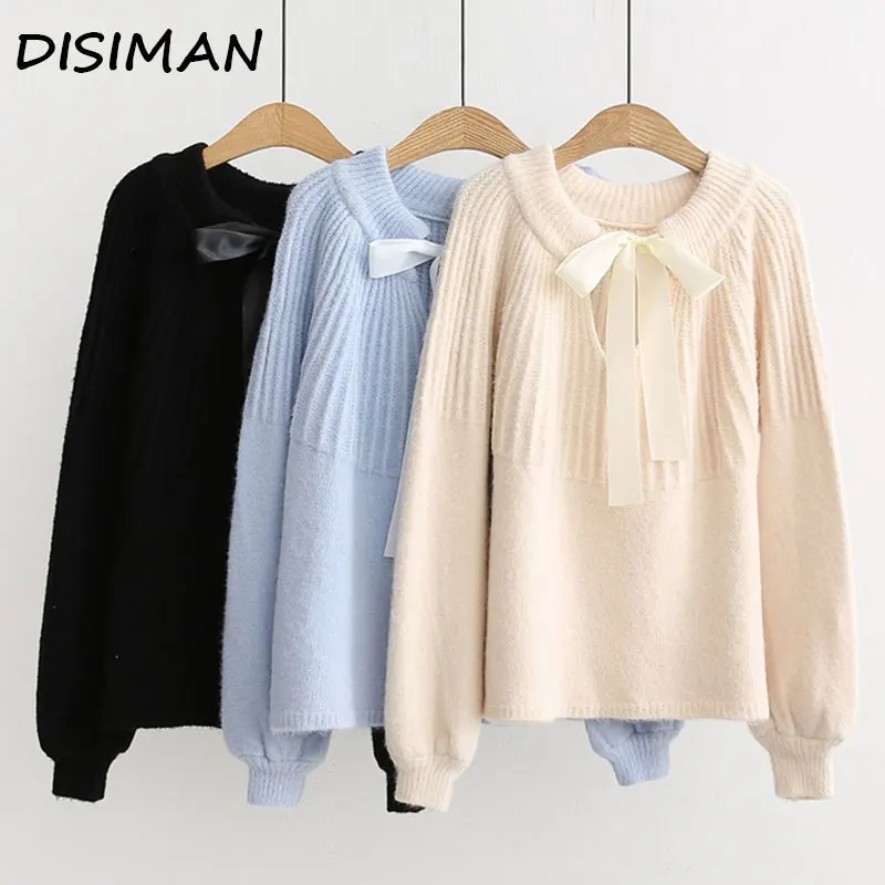 DISIMAN 5 цветов зима 2019 пуловер Плюс Размер вязаный свитер женский kawaii корейский