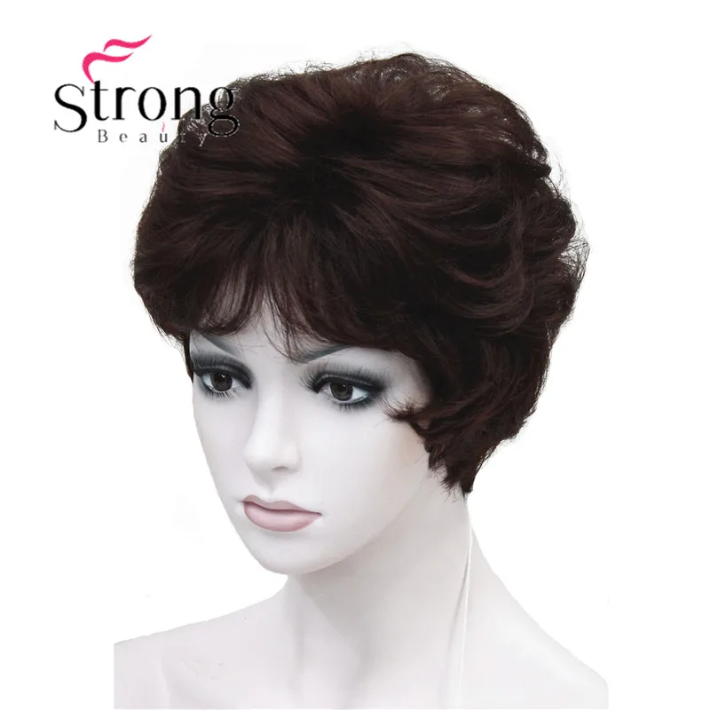 StrongBeauty женский короткий синтетический парик из натуральных волос, светильник, парик из коричневых волос - Цвет: 33A Dark Auburn