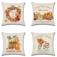 thanksgiving main garland pumpkin bike digital print pillow case custom home decoration linen pillowcase car waist cushion cover