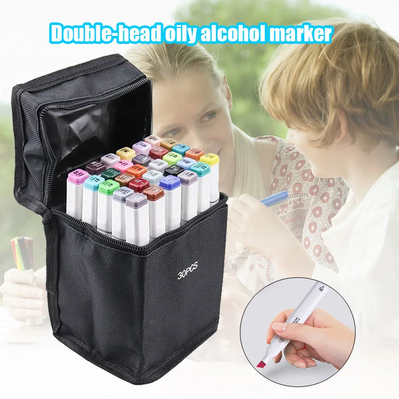 

30 Colors Artist Sketch 2 Head Marker Set for School Drawing Sketching AUG889