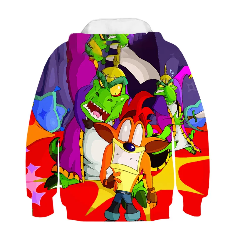 

personality Crash Bandicoot printed trend hoodie long-sleeved round neck 2021 children autumn and winter pullover loose youth