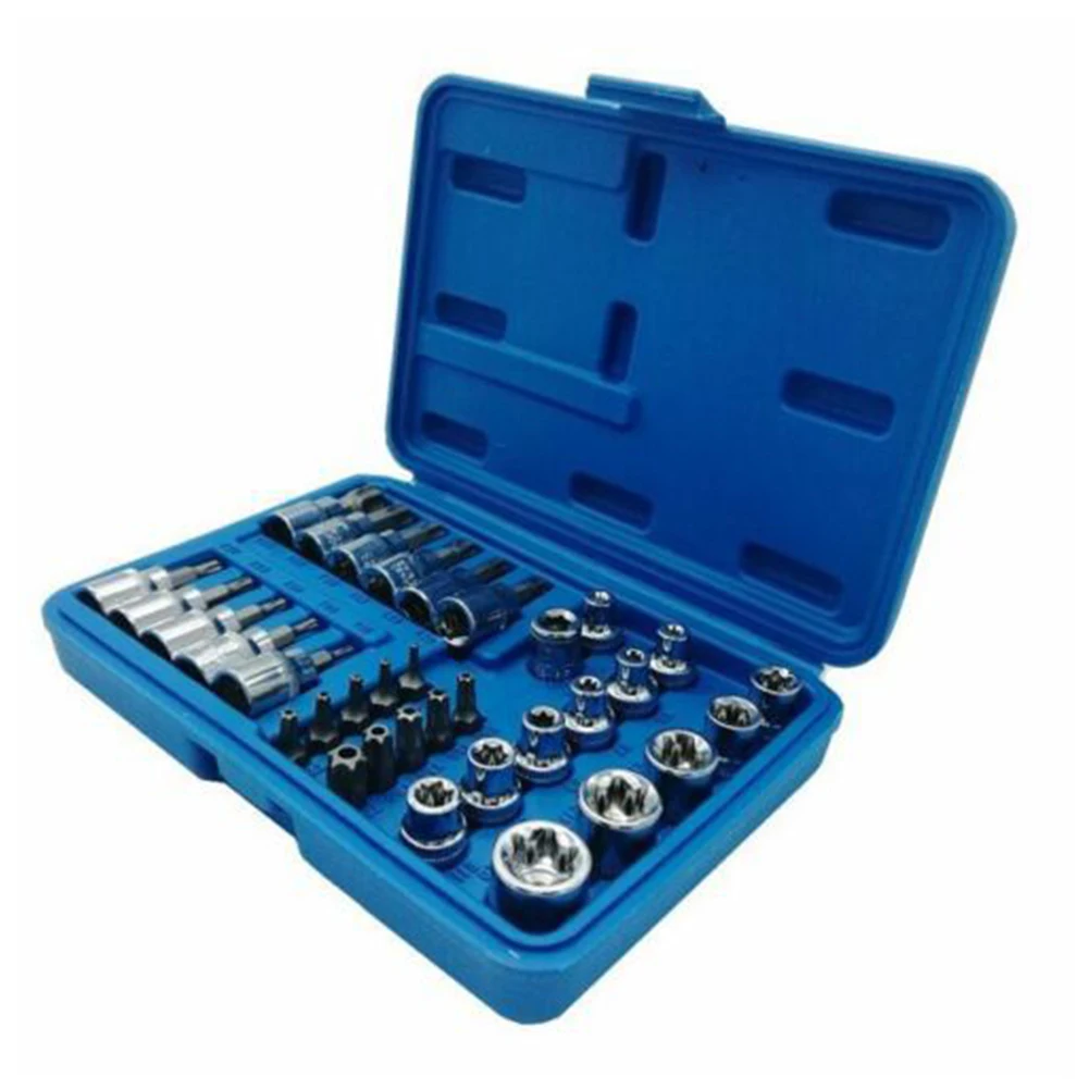 

34Pcs/Set Male Female Pentalobe Star Socket Bit Set For Torx/Star/E Bits Tools Pentalobe Star Socket Bit Set