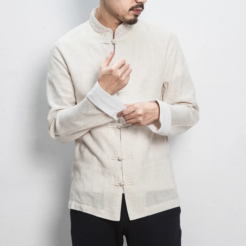 

Размера плюс Мужская Корейская уличная Традиционный китайский Стиль Одежда XXXXXL с воротником «Мандарин», с длинным рукавом, рубашка в ретро ...