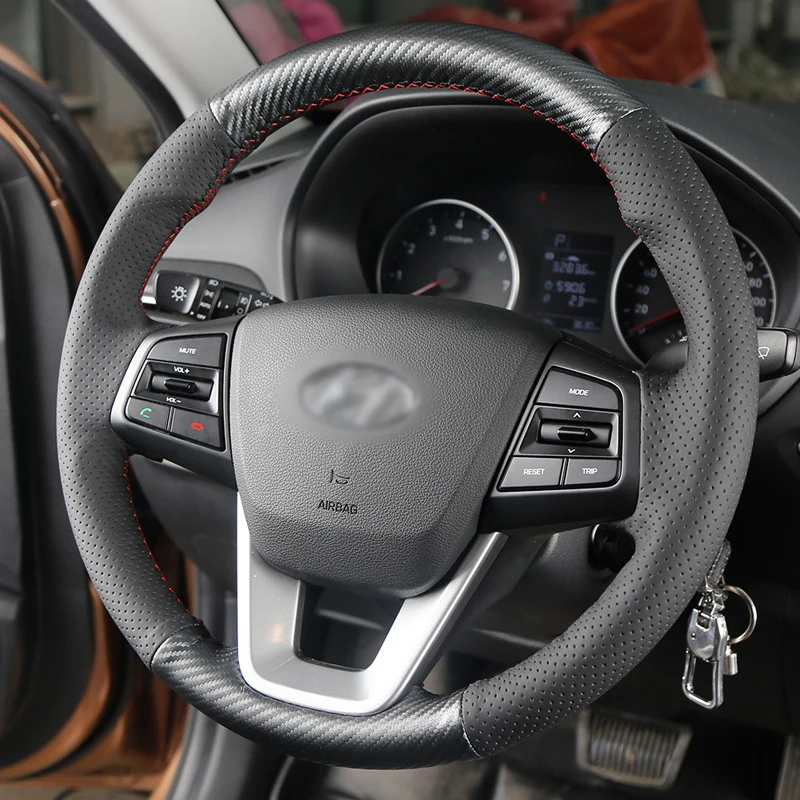Автомобильные чехлы для руля из углеродного волокна ручной швейный набор Hyundai IX35