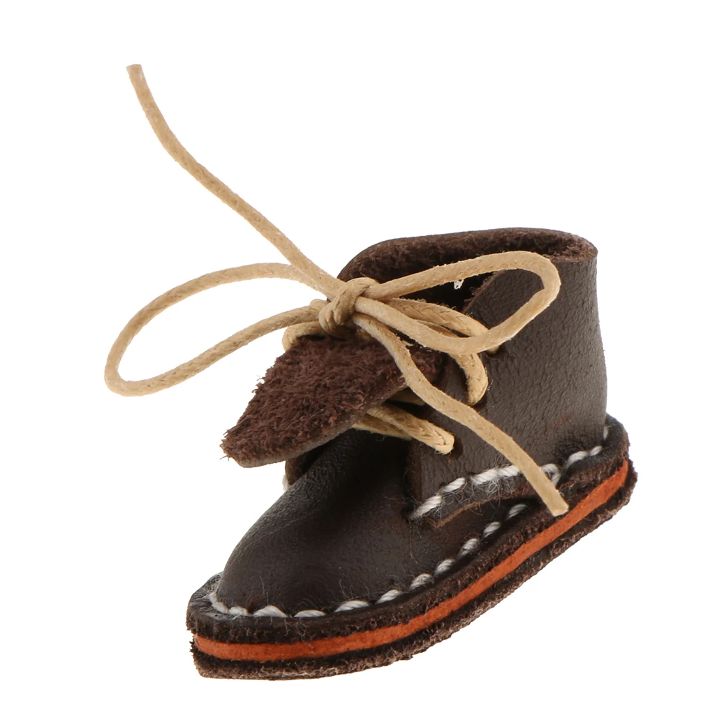 

12 Inch Dolls Shoes Brown Lace up Flat Ankle Boots for Blythe Doll Clothing