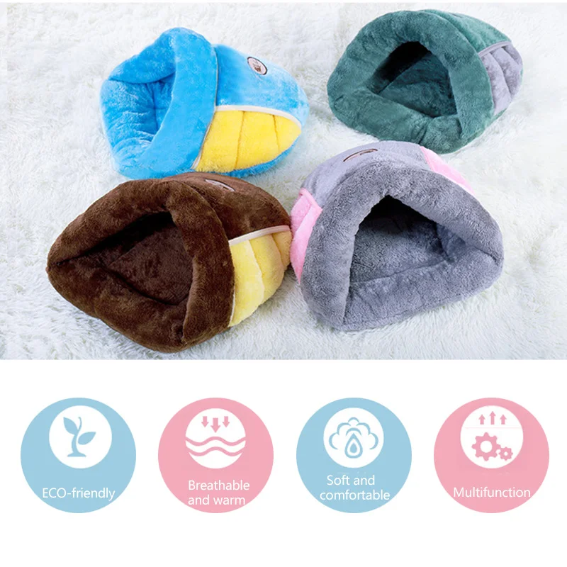 Thick Puppy House Pet Cat Dog Soft Warm Nest Winter Kennel Bed Multi-function Cat Cave Sleeping Bag Mat Pad Tent Pet Cozy Bed 45