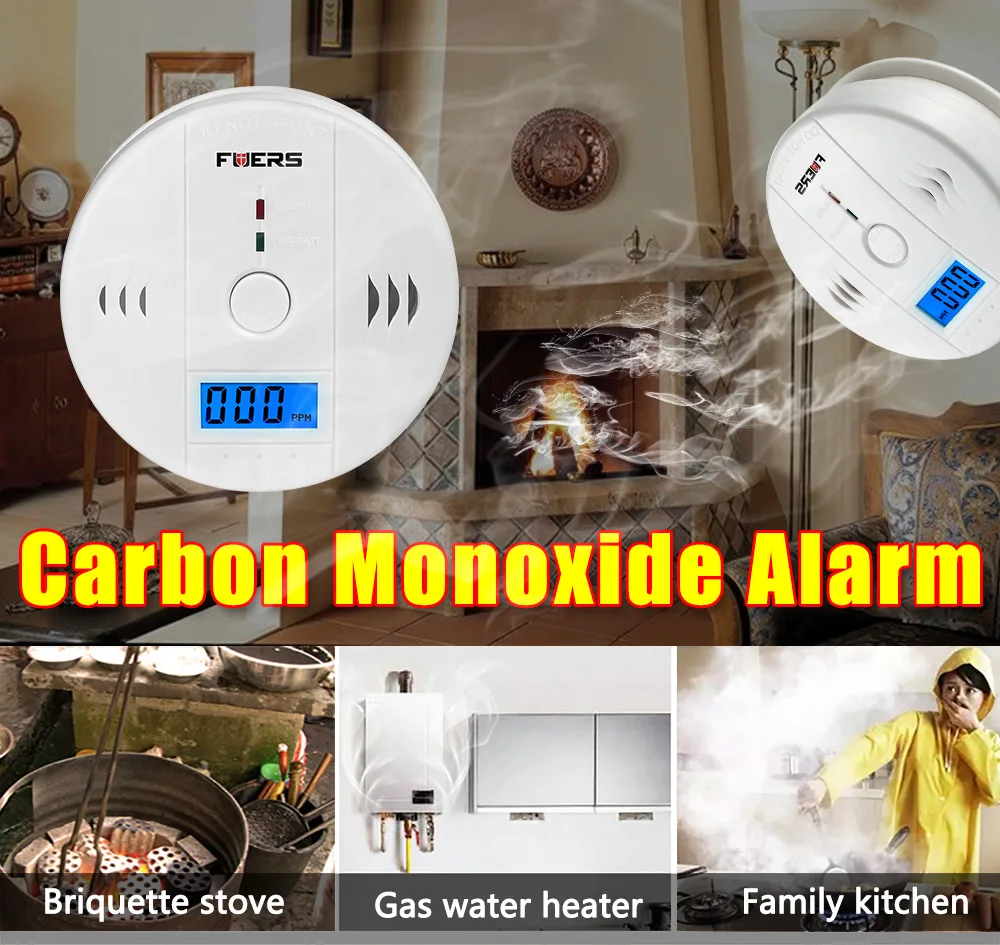 FUERS 85 дБ детекторы угарного газа ЖК дисплей фотоэлектрический независимое