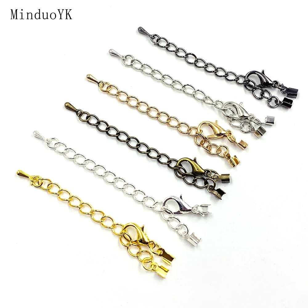 

10Pcs/Lot DIY Bracelet Cord Clips Extender Tail Chains With Lobster Clasp Jewelry Making Water Drops Charms Extension Chain